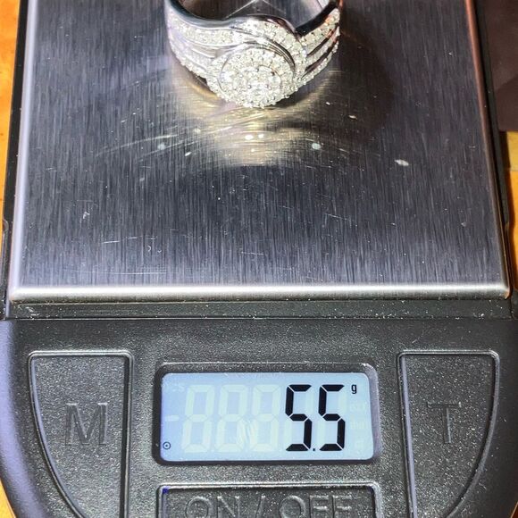 Natural White Diamond Sterling Silver Ring Size 10 - Picture 9 of 9